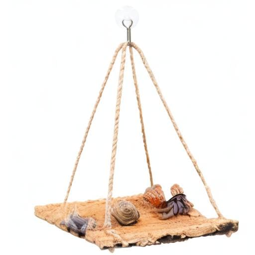 Hermit Crab Climbing Toy, Natural Wooden Reptile Swing Toy, Pet Cage Tank Aquarium Accessories for Hermit Crab Lizard Chameleon Hamster Guinea Pig Chinchilla Bird Parrot - size: Small-5.9 × 3.9 Inch