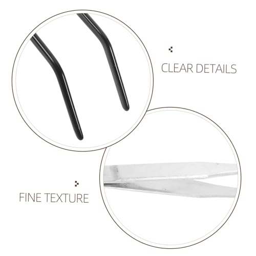 VILLCASE 2pcs Stainless Steel Curved Tweezers for Reptiles Lightweight Feeding Tongs with Rubber Tips for Snakes Turtles and Lizards Versatile Aquarium Tools