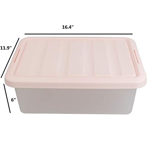 14 Quart Plastic Storage Boxes with Pink Lids, 2 Packs - color: Pink