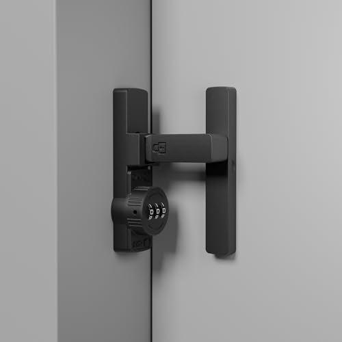 ETEKJOY Flip Latch Lock with Combination 90/180 Degree Sliding/Swinging Door Lock Latch Bolt for Gate Barn Garage Shed Window Cabinet 3-Digit Password Keyless (Black, 90 Degree) - size: 90 Degree