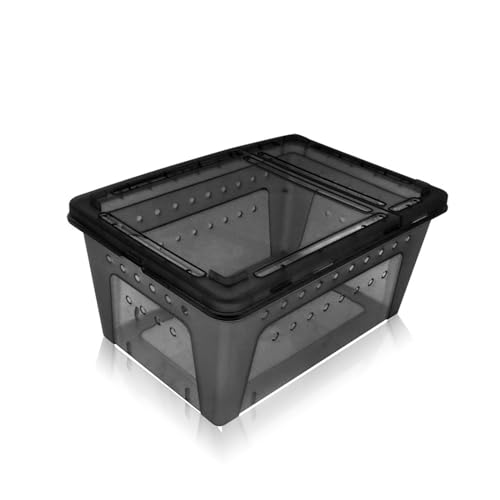 OMEM Portable Reptile Terrarium Habitat for Mini Pet Houses Breathable Holes Stackable Container (Black-L) - size: 1PCS-Black-L