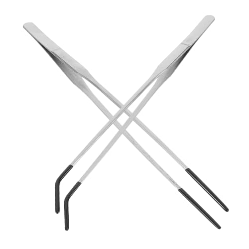 Veemoon 2Pcs Stainless Steel Reptile Feeding Tongs with Rubber Tips Curved Tweezers for Snake Turtle Lizard Durable Feeding Accessories for Convenient Use