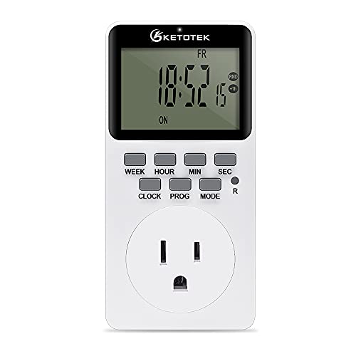 Digital Plug-in Timer Outlet Socket 20 on/Off Programmable Timer Switch 24 Hours 7 Days Programs and Countdown Energy Saving Timing Plug Socket (15A 1725W 115VAC)
