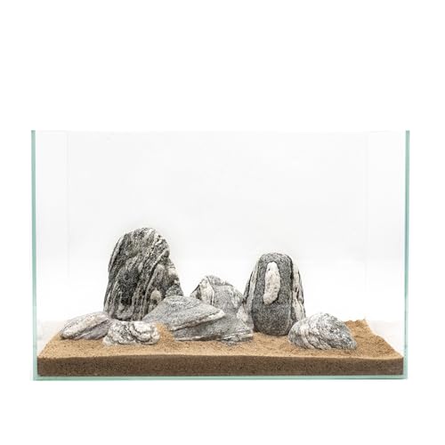 Silver Seiryu Rock Aquarium Rocks 40lb Natural Mountain Stone for Fish Tanks, Aquascaping, Terrariums, Bonsai, Garden Landscaping & Reptile Habitats(2-10inch 12-14Pcs) - size: 40lb (2-10inch)