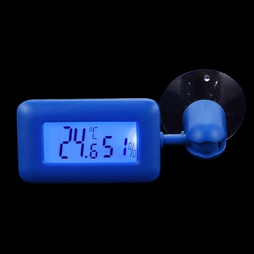Digital Reptile Thermometer with Hygrometer 360° Rotary Suction Cup Temperature Measuring Device for Terrarium and Bearded Dragon Tank, Blue