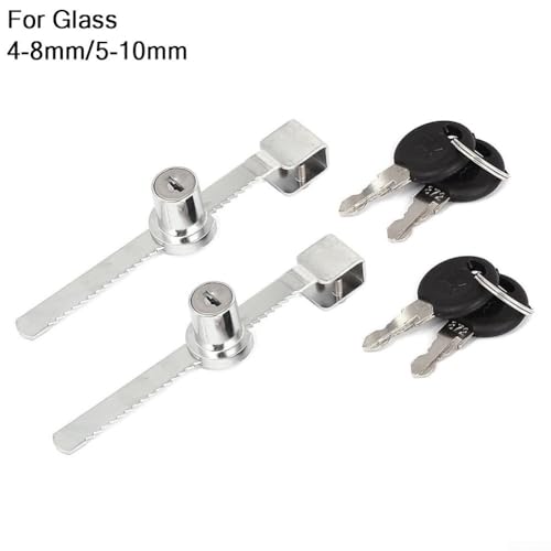 Sliding Glass Door Lock for Reptile Vivarium or Display Cabinet, Zinc Alloy Chrome Finish with 2 Keys for Secure Pet Enclosure and Showcase Protection(4-8mm) - size: 4-8mm