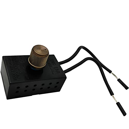 Zing Ear ZE-03A Inline Rotary Dimmer Switch for Table Lamp, Incandescent Lights 300W MAX Knob Switch Replacement Kit (Black) - size: Plastic shell