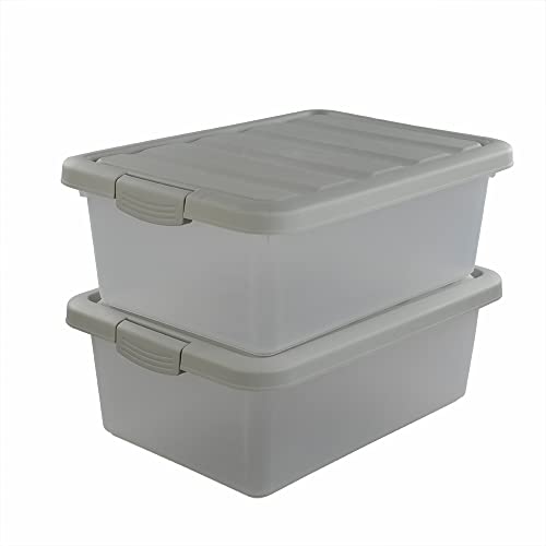 14 Quart Plastic Storage Box, Clear Storage Bin with Lid, 2 Packs - color: Grey