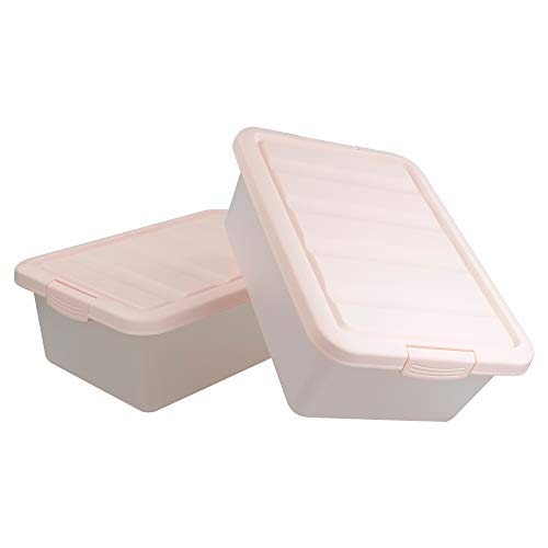14 Quart Plastic Storage Boxes with Pink Lids, 2 Packs - color: Pink