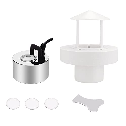 FITNATE 350ml/H Mist Maker, Stainless Steel Mist Maker Fogger for Water Fountain Pond Rockery, with Removable Splash Guard, Atomized Disc and Changing Tools