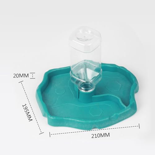 Toyvian Automatic Reptile Water Dispenser and Food Dish, Portable Aquatic Pet Water Bowl with Reservoir, Blue Feeding Station for Lizards, Geckos, Tortoises, and Small Pets