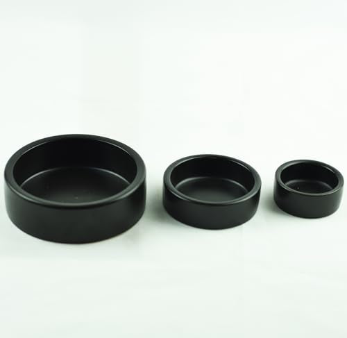 OMEM 2 Pack Black Ceramic Reptile Food and Water Dish Anti Escape Bowl for Bearded Dragons, Lizards, Geckos and Leopards (Large) - size: Large
