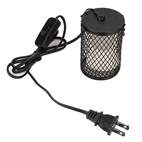 Ceramic Heat Lamp Bulb with Lampshade, 100W Infrared Emitter Heater Lamp Bulbs for Pet Brooder Coop Chicken Lizard Snake Aquarium, with Power Switch&Anti-Biting Hanging Hook