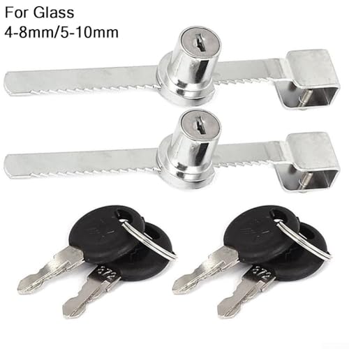 Sliding Glass Door Lock for Reptile Vivarium or Display Cabinet, Zinc Alloy Chrome Finish with 2 Keys for Secure Pet Enclosure and Showcase Protection(4-8mm) - size: 4-8mm