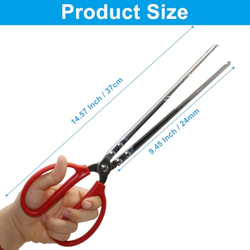 15 Inch Snake Feeding Tongs, Extra Long Serrated Tip Feeding Tweezers for Reptiles Ball Python Bearded Dragon Lizard Tank Accessories