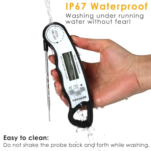 GDEALER Meat Thermometer Digital Instant Read Thermometer Ultra-Fast Cooking Food Thermometer with 4.6” Folding Probe Calibration Function for Kitchen Milk Candy, BBQ Grill, Smokers (Black) - color: D-Black