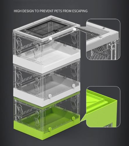 Large Portable Reptile Tank with Multi-Observation Perspective Foldable and Bottom Pulley, Ideal Habitat for Gecko, Frog, Spider and so on (White Extra Large) - color: White Extra Large