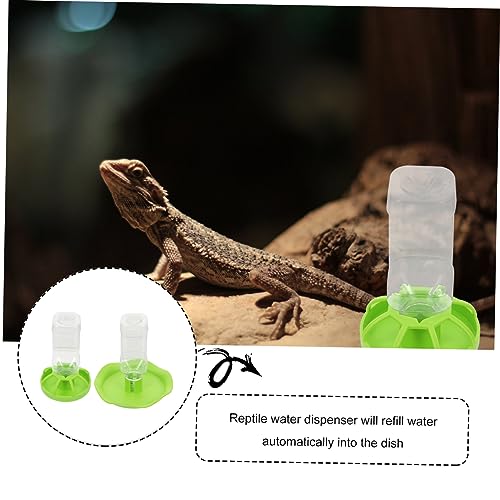 VANZACK 2sets Lizard Water Feeders Reptile Drinking Tools Easy to Clean Water Containers for Turtles Snakes Geckos and Other Reptiles Green