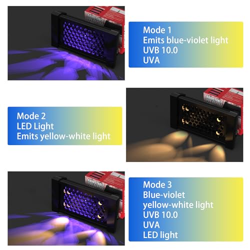 UVB & UVA Light for Reptiles, Dimmable LED Full Spectrum Sunlight Lamp with 3 Lighting Modes, 4/8/12H Timer for Tortoise, Gecko, Bearded Dragon, 8W Reptile Lamp, 8IN - size: 8IN