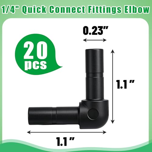 20 Pack 1/4" Push to Connect Fittings Elbow Connectors,Reptile Mister System Fittings,Reptile Mister Fittings for Aquarium,Vivarium,Irrigation System - size: 20 Pack 1/4" Elbow-B