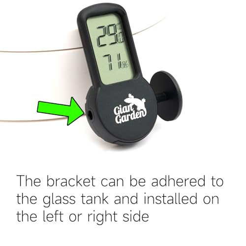 Mini Reptile Terrrarium Thermometer Hygrometer, LCD Display Temperature and Humidity Gauge Reptile Tank Accessories with Suction Cup (Black)