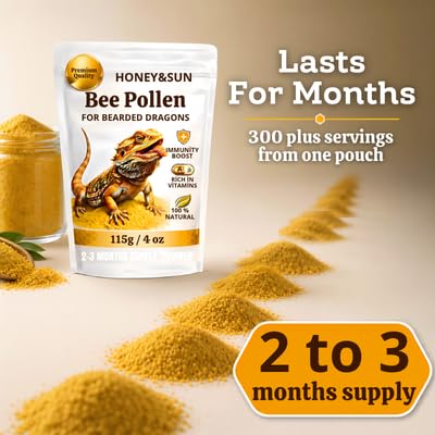 HONEY&SUN® (4oz) Organic Bee Pollen Powder – Bearded Dragon Food Topper & Reptile Vitamins, 100% Pure Natural Supplement for Healthy Skin & Color