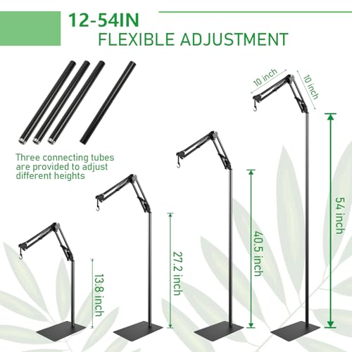 BETAZOOER 360° Adjustable Reptile Lamp Stand | Heavy Duty Metal Heat Lamp Holder (12-54in) for Bearded Dragons, Snake Tanks | 180° Foldable & Anti-Slip Base - size: Extra Large(Pack of 1)