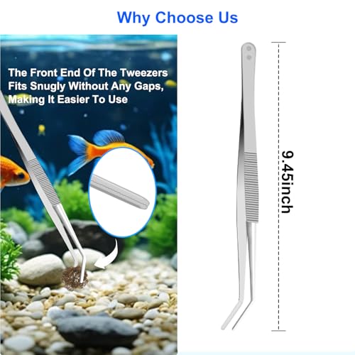 25" Glass Aquariums Algae Scraper - Durable Stainless Steel, Powerfully Remove Stubborn Algae, Professional Fish Tank Cleaner Tools, Includes Sheath, Long Tweezers & 10 Replaceable Blades