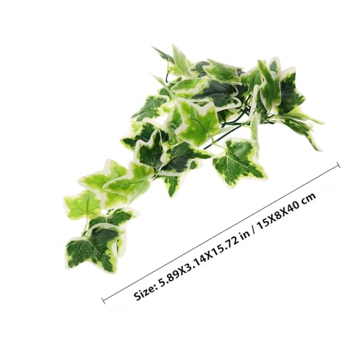 DOITOOL Artificial Reptile Plants Hanging Vine with Suction Cup, Lifelike Amphibious Habitat Decor for Turtle and Reptile Terrariums, Simulated Climbing Leaf Pendant for Aquarium
