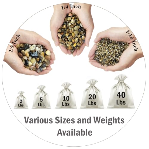 FANTIAN 40 lbs Aquarium Gravel, 2/5 Inch Pea Gravel for Fish Tank, Decorative Rocks for Freshwater Tank, Outdoor Pond, Garden Landscaping, Terrarium, Soil Drainage - size: 2/5 Inch
