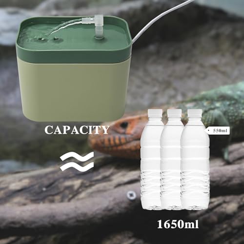 Bearded Dragon Water Bowl with Filtration System Lizard Drinking Fountain Reptile Tank Habitat Waterfall for Small Pet Leopard Gecko, Chameleon, Snake (Green) - color: Green