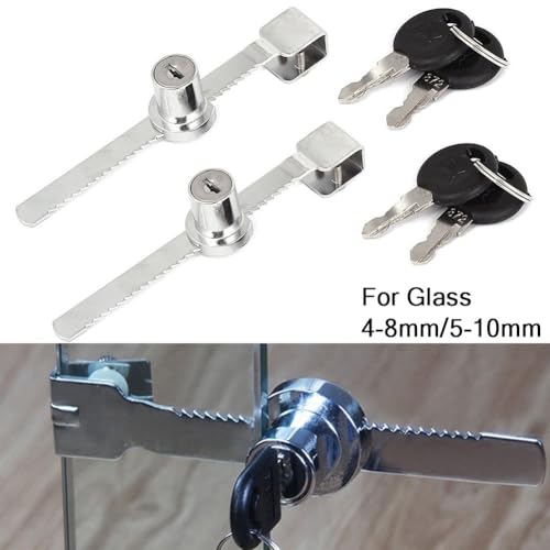 Sliding Glass Door Lock for Reptile Vivarium or Display Cabinet, Zinc Alloy Chrome Finish with 2 Keys for Secure Pet Enclosure and Showcase Protection(4-8mm) - size: 4-8mm