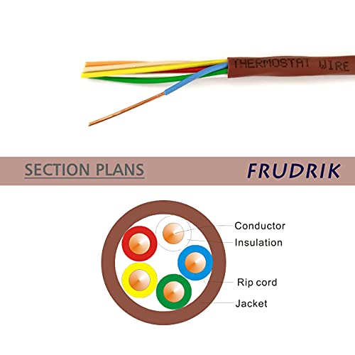 Thermostat Wire - Solid Copper 18 Gauge - CL2 - Power Circuit Cable(18/5Brown, 25ft) - color: 18/5Brown, size: 25ft