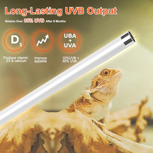 39W T5 10.0 UVB Reptile Light Fixture – 34” Linear UVA/UVB Lamp with High Output for Bearded Dragons, Tortoises & Lizards, Perfect for Desert & Tropical Terrariums - size: 39W-34 Inch-T5 Fixture