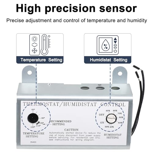 Criditpid Attic Fan Adjustable Thermostat & Humidistat Controller Box for Powered Attic Ventilators Fan- Replacement Temperature Humidity Controller.