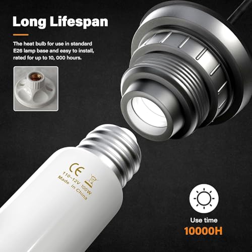 YSSOA 100W Ceramic Heat Emitter, Reptile Heat Bulbs, Ceramic Heat Lamp for Reptiles, Amphibian, Chicken, Dog, Cat, 2 Pack, White - color: White, size: 2 Pack, style: 100W