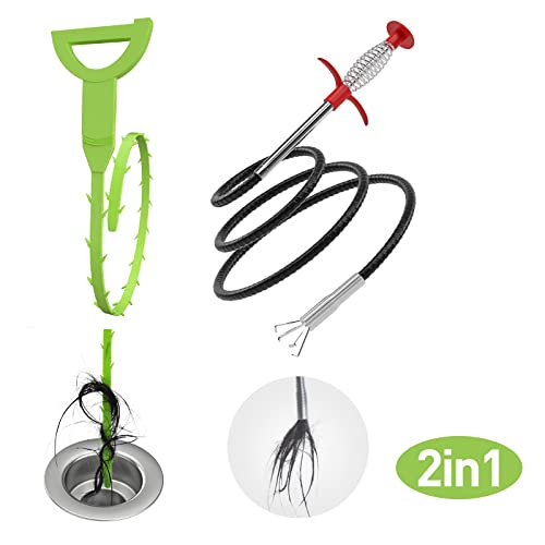 DR.PEN Flexible Grabber Claw Pick Up Reacher Tool (Drain Clog Remove Tool), With 4 Claws Bendable Hose Pickup Reaching Assist Tool for Litter Pick, Home and Kitchen Sink, Drains, Toilet (63 inch) - style: 63inch