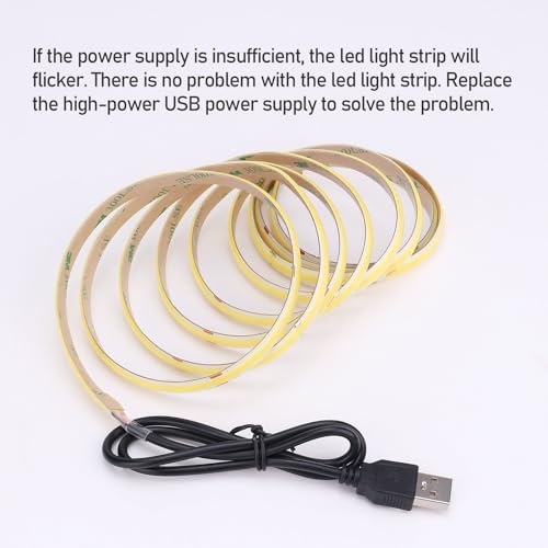 DC 5V USB COB LED Strip Light Natural White 4000K Dimmable IP65 Waterproof CRI 93+ USB Powered 6.6ft/2M 640LEDs with Dimmer High Brightness Flexible LED Tape Lights - color: Natural White