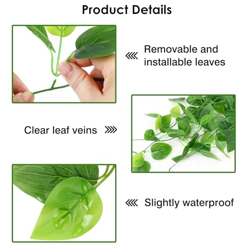Whonline Fake Plants Hanging 4pcs Artificial Vines Fake Pothos 3.6FT for Living Room Indoor Outdoor Decor (No Baskets)