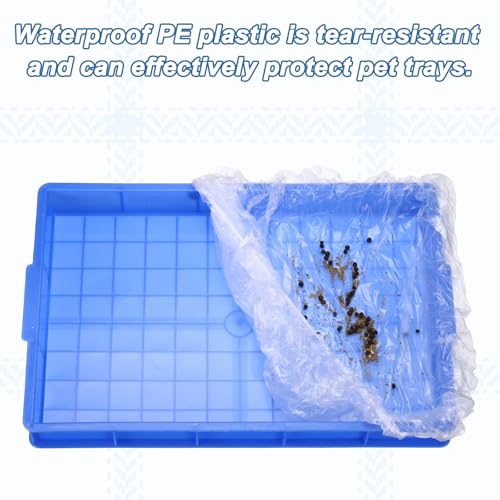 Disposable Bird Cage Liners, Clear Plastic Cage Liners for 12x8 Inch Pallets Tray Universal Elastic Film, (50 Pcs), Intended for Parakeet/Cockatiels/Rabbit/Guinea Pig - size: 12x8 Inch