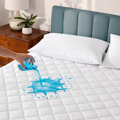 Bare Home Waterproof Quilted Mattress Protector - Cooling Mattress Pad - Protects Against Spills - Easily Washable - Elastic Fitted Mattress Cover - Stretch-to-Fit up to 15 Inches Deep (Full XL) - color: White, size: Full XL (Mattress Pad)