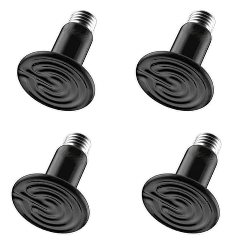 Sxminer 4 Pack 150W Ceramic Heat Lamp Bulb, E26/E27 Base Infrared Reptile Heat Lamp or Chicken Brooder Heater Bulb Non-Light Emitting for Pets Snakes Lizards Industrial Use