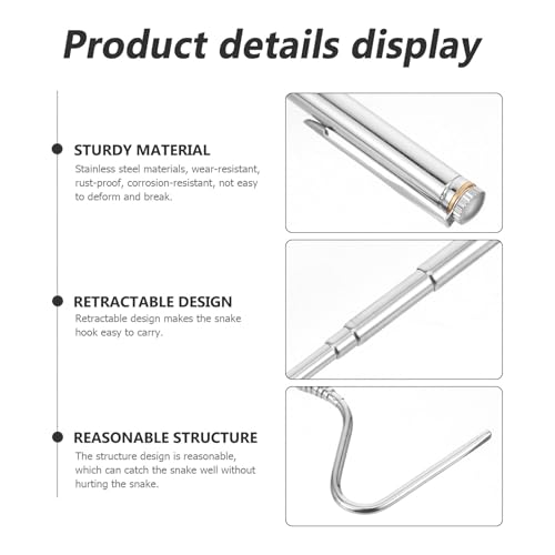 SUPVOX Retractable Stainless Steel Snake Hook Snake Grabber Tool for Safe Reptile Handling and Catching in Outdoor and Pet Care Use