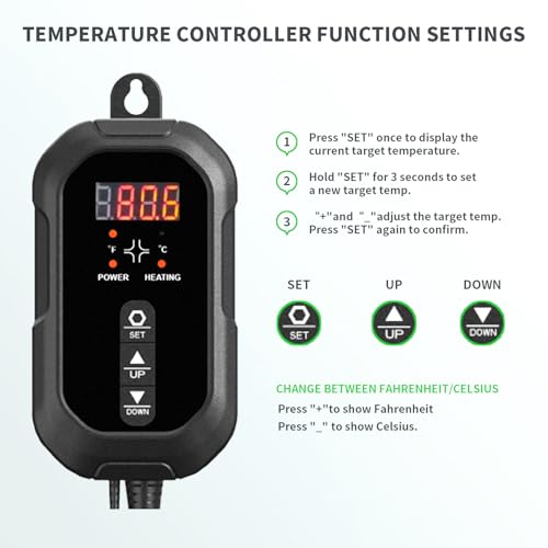 20"x 20" Seedling Heat Mat with Digital Thermostat Combo Set,ETL Certified and Durable Waterproof Warm Hydroponic Heat Mat for Germination,Indoor Gardening,Brewing and Greenhouses - style: 20"x20" Heat Mat with Digital Thermostat