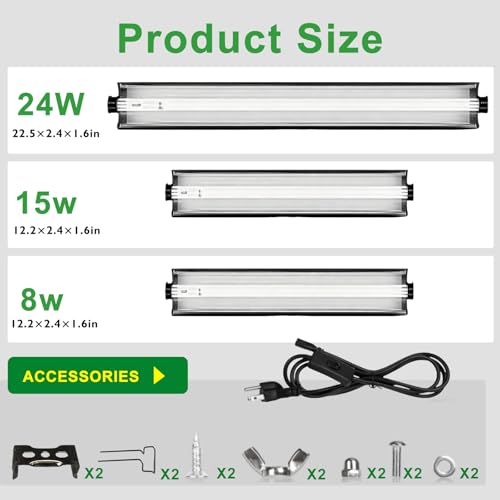 T5 HO UVB Lighting Kit, 15W Terrarium Hood with Detachable Curved Reflector, Desert 10.0 UVB T5 Lamp (15 Watts) - size: 15 Watts