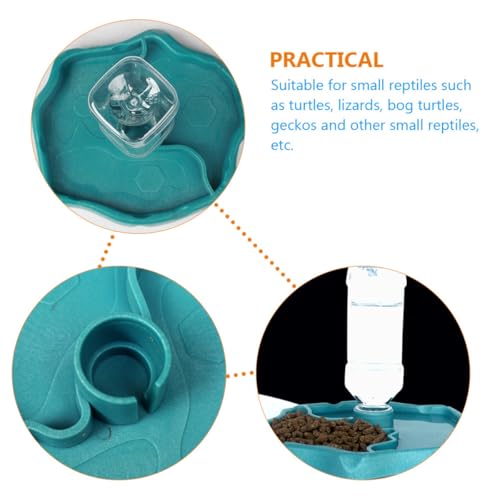 Automatic Reptile Water Feeder and Food Dish Lake Blue with Water Reservoir for Bearded Dragons and Lizards Terrarium Accessories