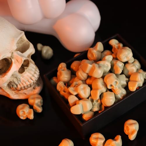 OZIO 150 Mini Plastic Skull Heads - Halloween Miniature Figurines Skulls Heads Ornaments for DIY Crafts, Home Prank Props, Party Favors