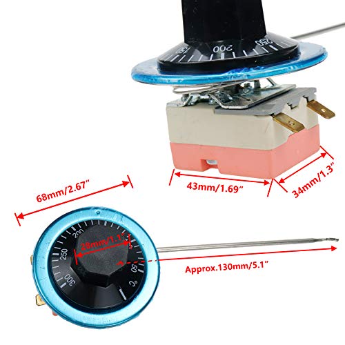 Capillary Thermostat Switch 50-300 Celsius Rotary Switch Temperature Controller - 2pcs - style: 50-300C