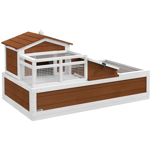2-Story Three-Room Tortoise Habitat Spacious and Balcony Featuring Durable Construction 44x25.5x25 Weather-Proof Coffee Brown for Small and Medium Tortoises