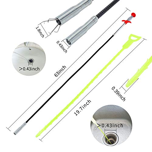 DR.PEN Flexible Grabber Claw Pick Up Reacher Tool (Drain Clog Remove Tool), With 4 Claws Bendable Hose Pickup Reaching Assist Tool for Litter Pick, Home and Kitchen Sink, Drains, Toilet (63 inch) - style: 63inch